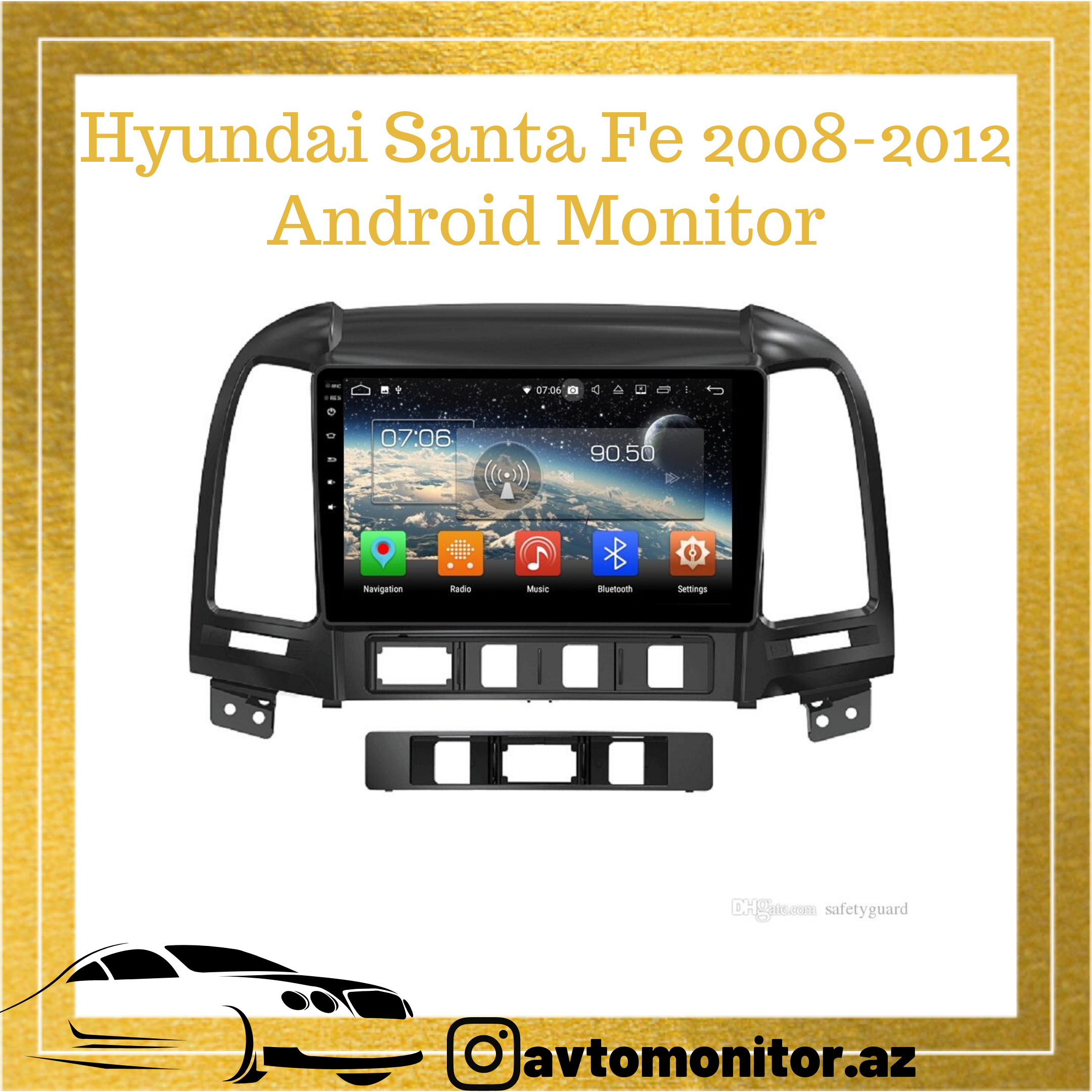 Hyundai Santa Fe 2008-2012 üçün Android Monitor- -- --